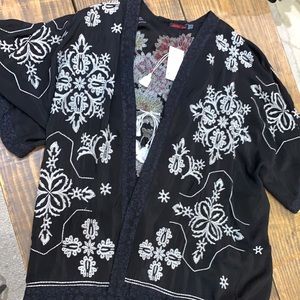 Johnny Was Dorothea Kimono with grey embroidery